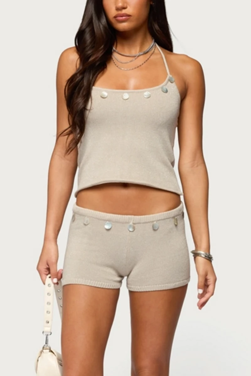 Edikted Nicca Iridescent Knit Halter Top