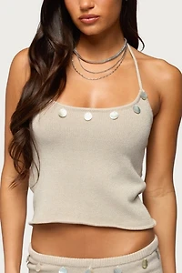 Edikted Nicca Iridescent Knit Halter Top