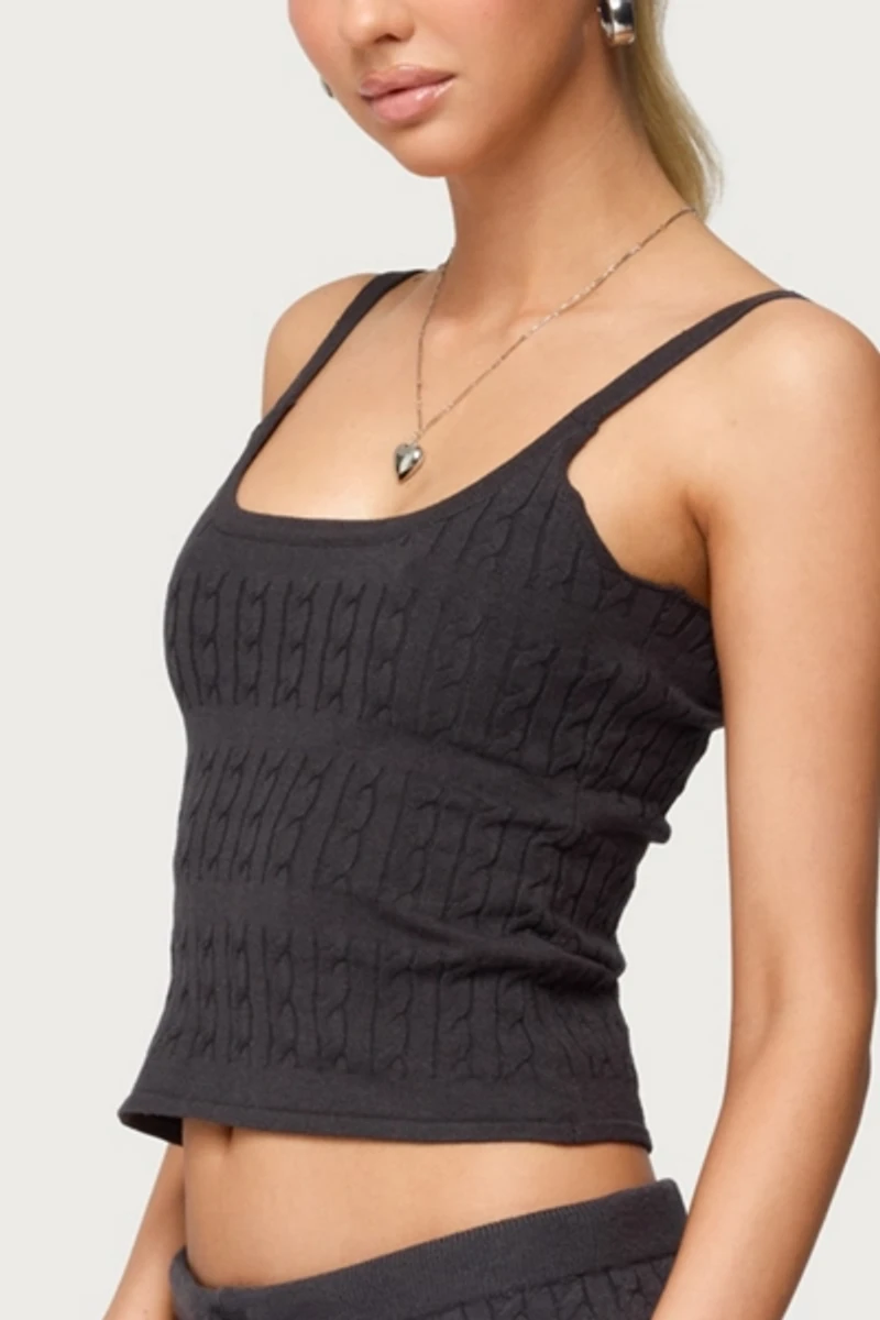 Edikted Nella Cable Knit Tank Top