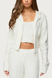 Edikted Louise Cable Knit Hooded Cardigan