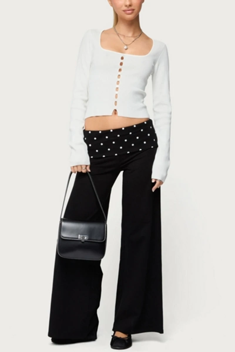 Edikted Petite Reeva Polka Dot Foldover Pants