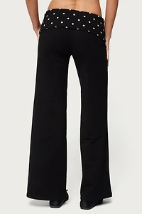 Edikted Petite Reeva Polka Dot Foldover Pants