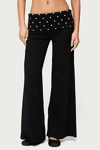 Edikted Petite Reeva Polka Dot Foldover Pants