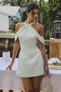 Miss Circle Zafrina Halter Off-Shoulder Mini Dress