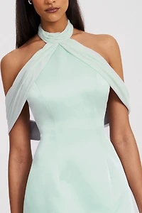 Miss Circle Zafrina Halter Off-Shoulder Mini Dress