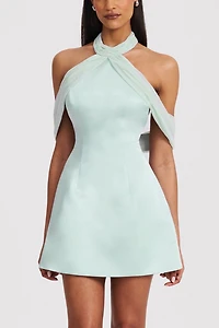 Miss Circle Zafrina Halter Off-Shoulder Mini Dress