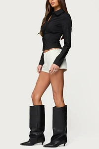 Edikted Amelie Lace Up Button Shirt