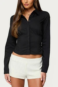 Edikted Amelie Lace Up Button Shirt