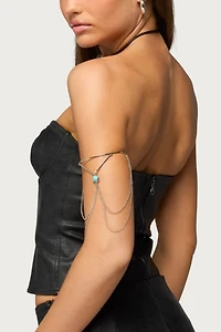Edikted Jessica Cupped Faux Leather Strapless Top