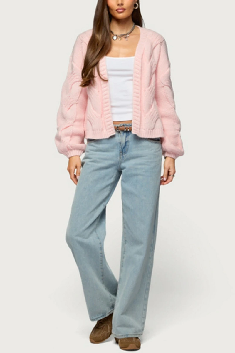 Edikted Braiden Chunky Cable Knit Cardigan