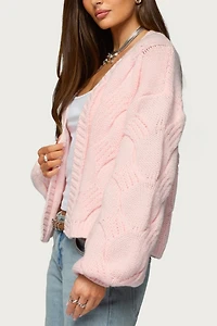 Edikted Braiden Chunky Cable Knit Cardigan