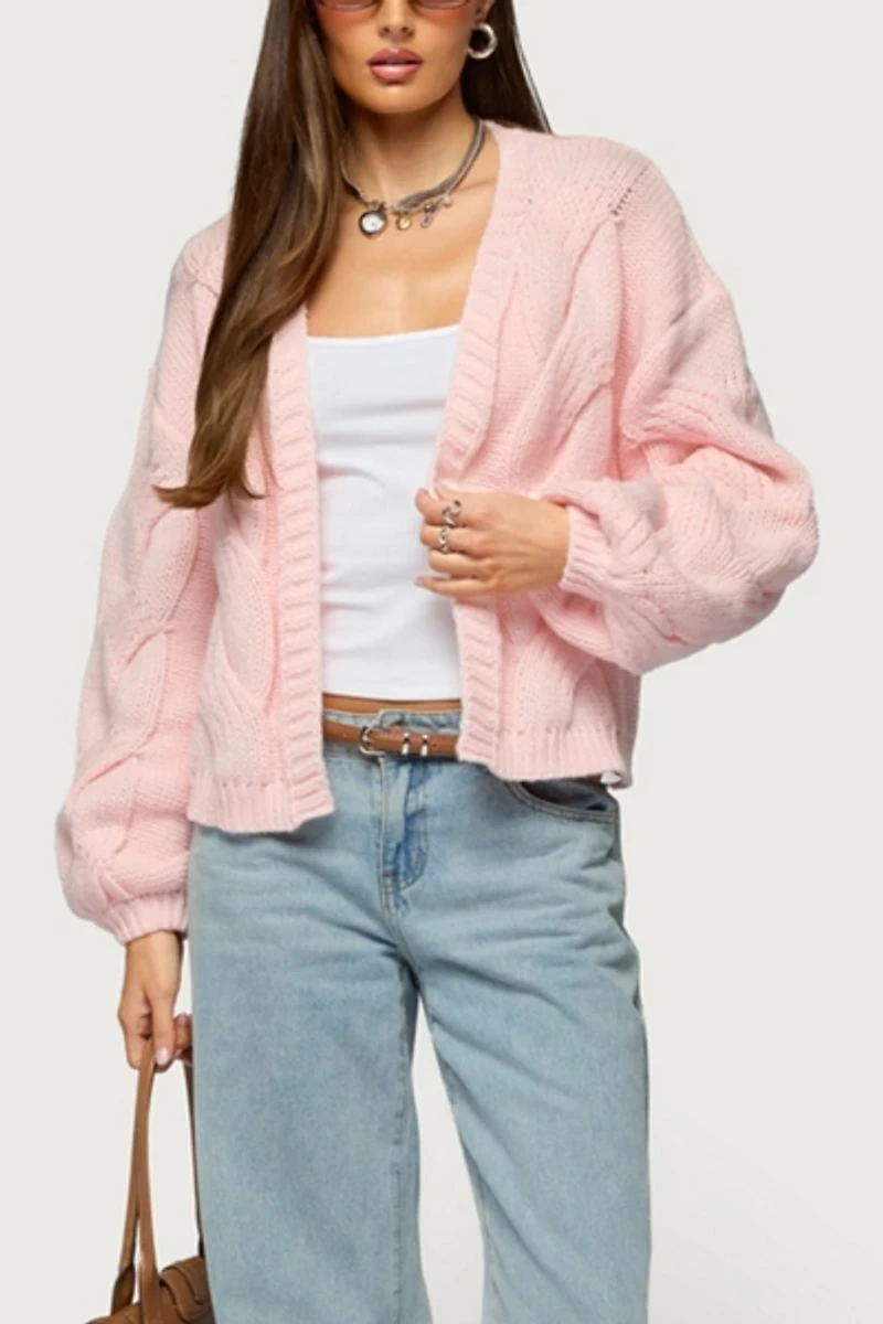 Edikted Braiden Chunky Cable Knit Cardigan