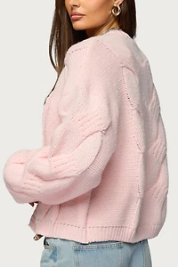 Edikted Braiden Chunky Cable Knit Cardigan