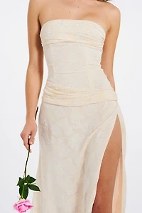 Miss Circle Xatia Jacquard High Slit Maxi Dress