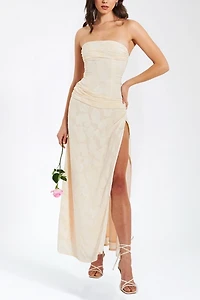 Miss Circle Xatia Jacquard High Slit Maxi Dress