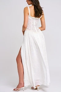 Miss Circle Ulissa Square Neck Jacquard Slit Maxi Dress