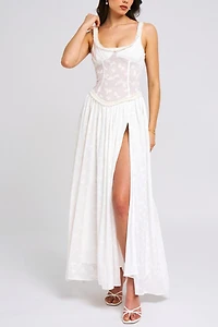 Miss Circle Ulissa Square Neck Jacquard Slit Maxi Dress