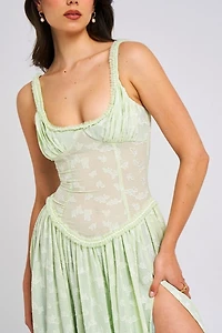 Miss Circle Ulissa Square Neck Jacquard Slit Maxi Dress