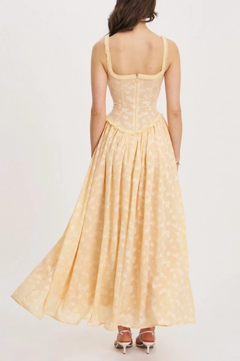 Miss Circle Ulissa Square Neck Jacquard Slit Maxi Dress