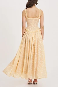 Miss Circle Ulissa Square Neck Jacquard Slit Maxi Dress