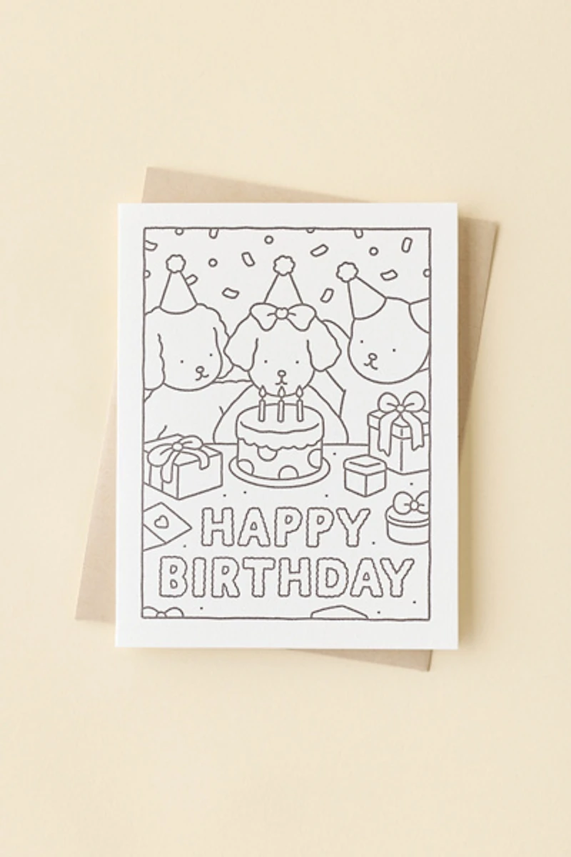 Bobbie Goods Happy Birthday Cake Party Coloring Birthday Card
