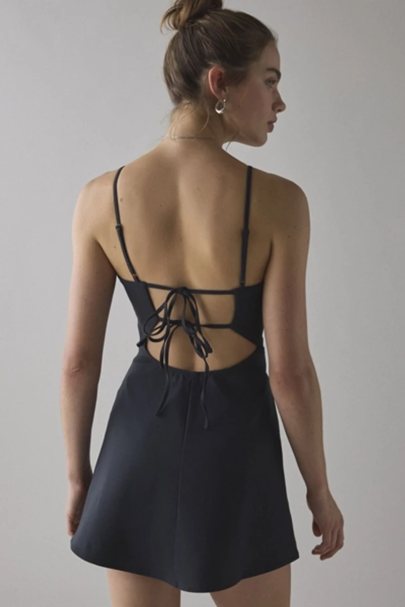 Becca Open Tie-Back Fit-And-Flare Mini Dress