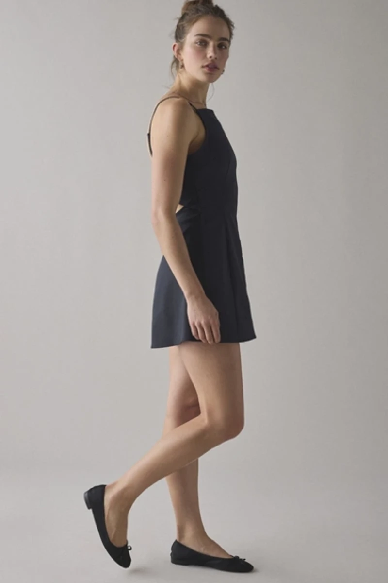Becca Open Tie-Back Fit-And-Flare Mini Dress
