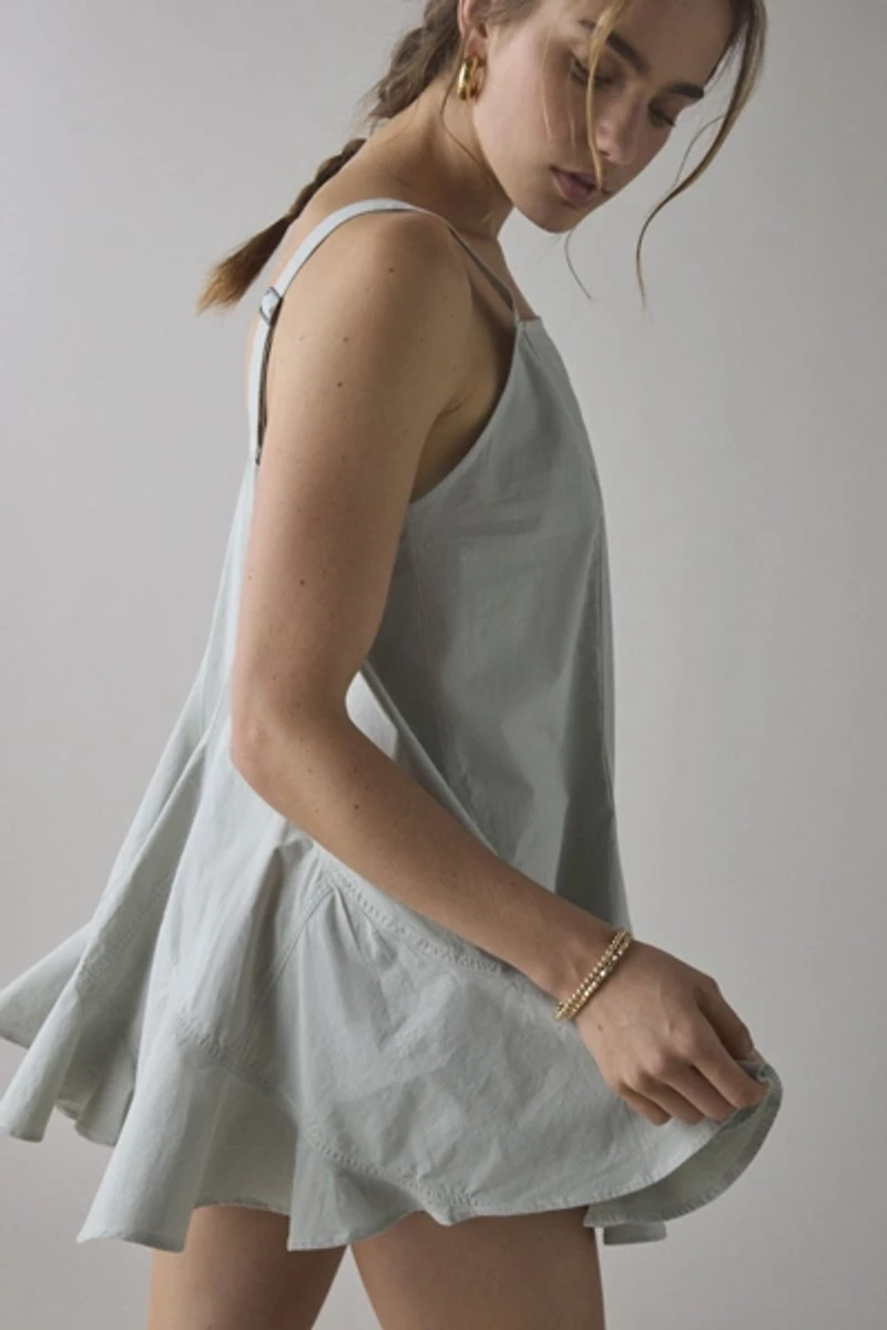 BDG Mina Oversized Pleated Swing Mini Dress
