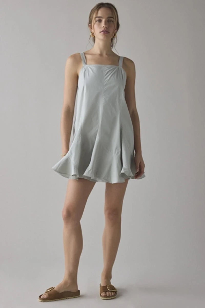 BDG Mina Oversized Pleated Swing Mini Dress