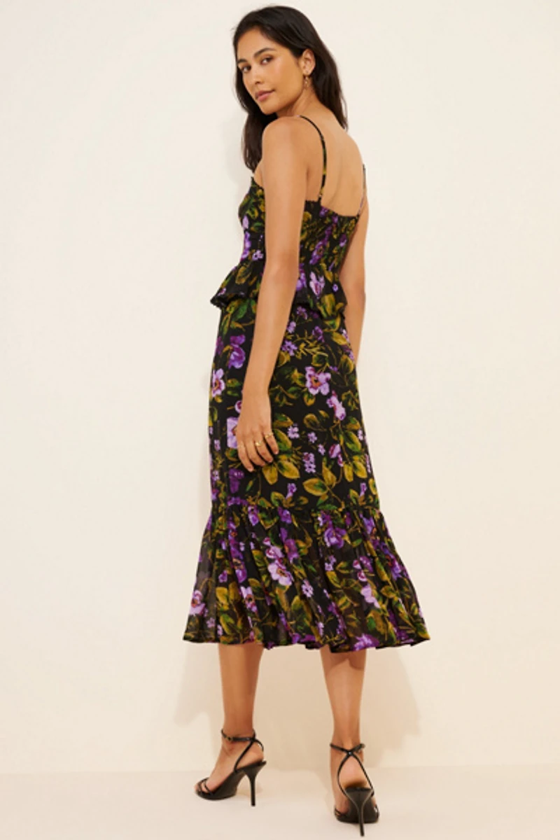 Dress Forum Floral Tiered Ruffle Midi
