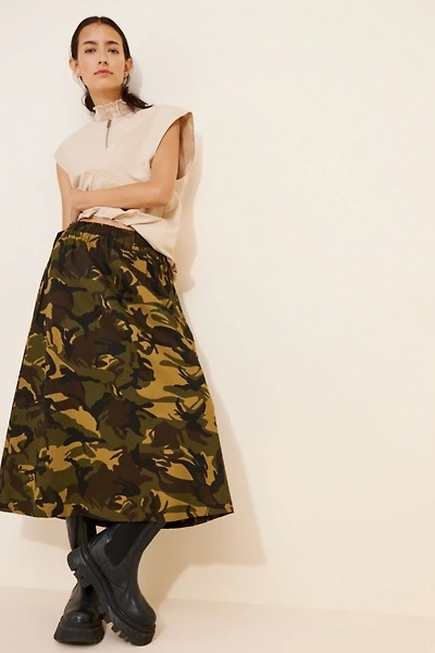 Lisa Says Gah Toph Camo Midi Skirt