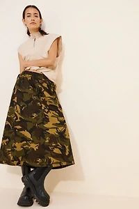 Lisa Says Gah Toph Camo Midi Skirt