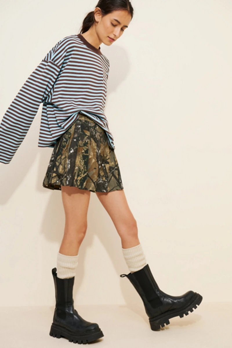 Fashion Brand Company Pleated Camo Mini Skirt