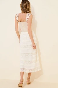 Dizzy Lizzy Lace Ruffle Midi Skirt