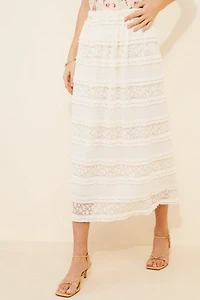 Dizzy Lizzy Lace Ruffle Midi Skirt
