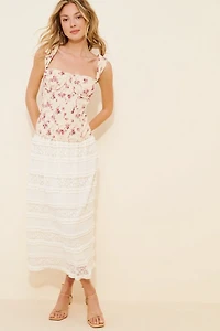 Dizzy Lizzy Lace Ruffle Midi Skirt