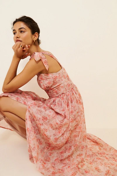 Lulu's Leighton Tie Shoulder Midi Dress