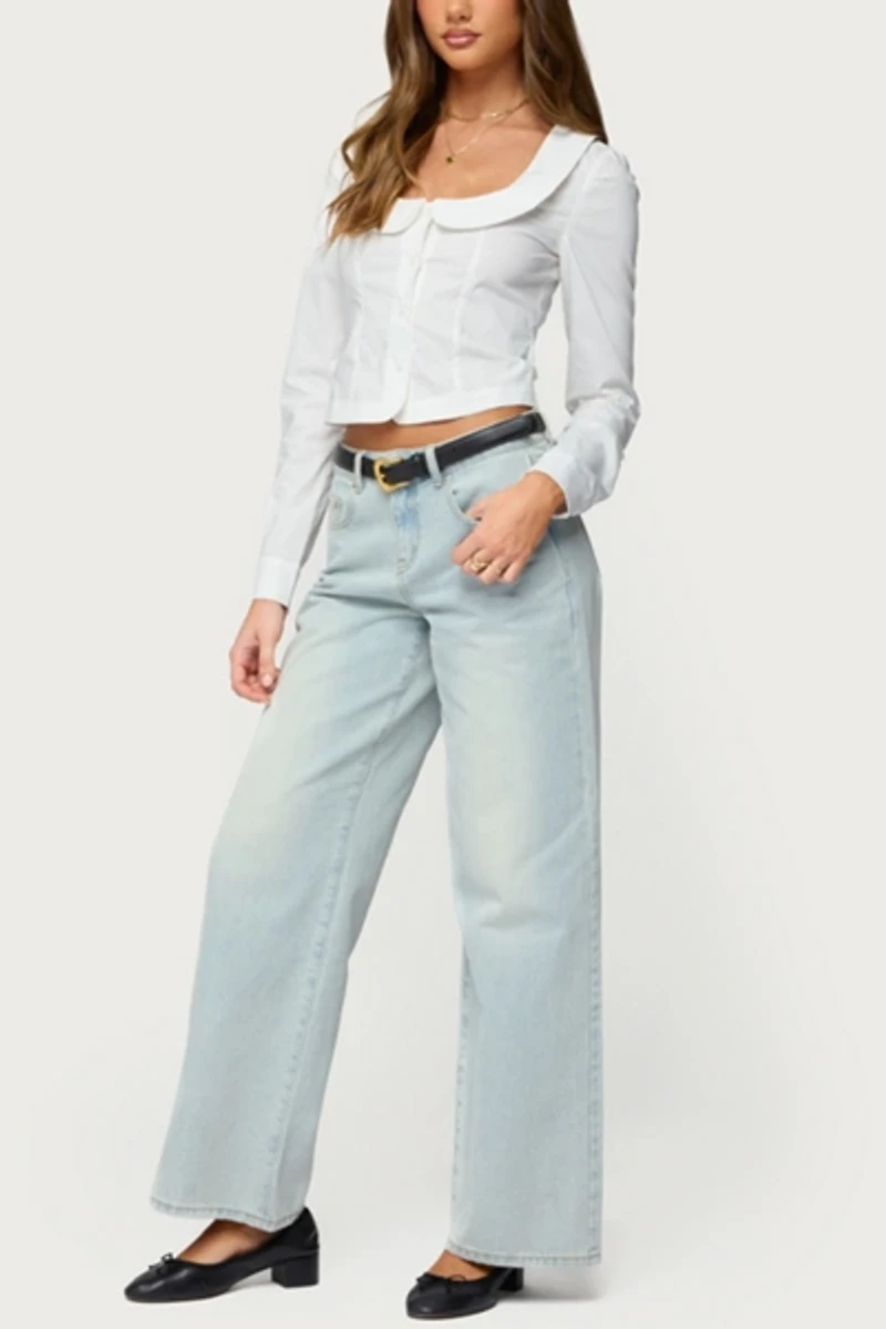 Edikted Scoop Neck Tailored Button Up Shirt