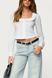 Edikted Scoop Neck Tailored Button Up Shirt