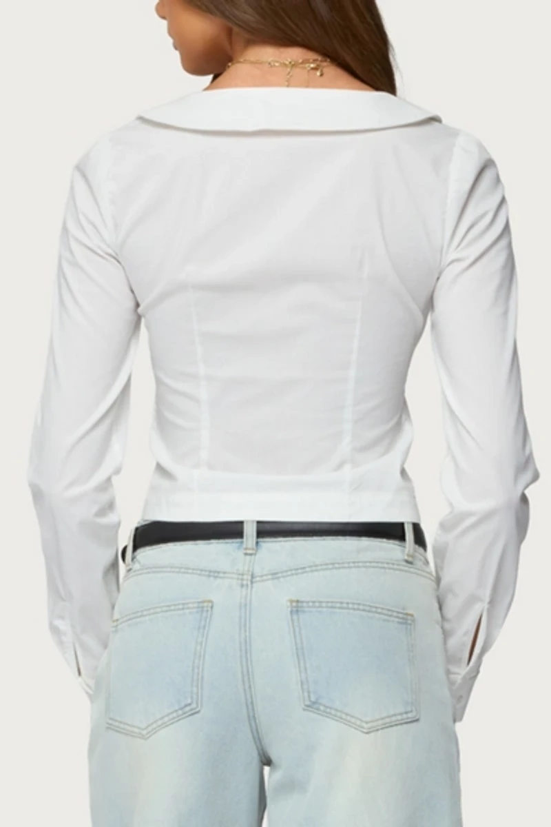 Edikted Scoop Neck Tailored Button Up Shirt