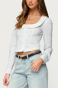 Edikted Scoop Neck Tailored Button Up Shirt