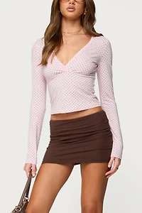 Edikted Kianah Polka Dot V Neck T Shirt