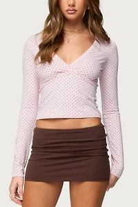 Edikted Kianah Polka Dot V Neck T Shirt