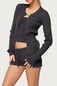 Edikted Nella Cable Knit Button Up Cardigan