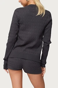 Edikted Nella Cable Knit Button Up Cardigan