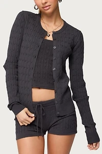 Edikted Nella Cable Knit Button Up Cardigan