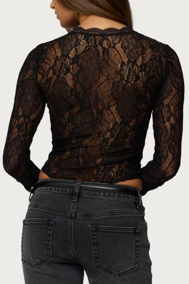 Edikted Rosalinda Sheer Lace Bodysuit