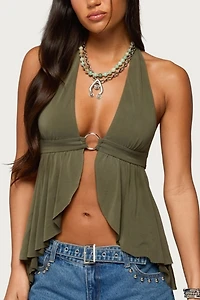 Edikted Skye Backless Split Front Halter Top