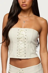 Edikted Wilde Lace Up Faux Leather Corset