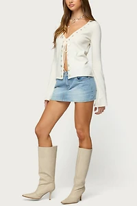 Edikted Jesy Iridescent Split Front Knit Cardigan